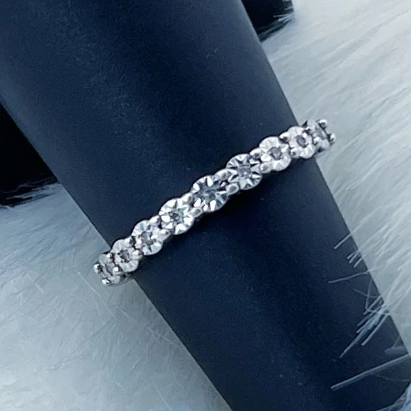 Vintage Diamond Ring Size 7 Half Infinity Starburst MP Sterling Silver 925 - Picture 7 of 12